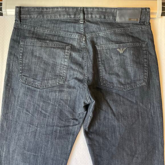 Armani Collezioni Men Jeans size 34 Blue Mid Rise Stretch Boot Cut Slim Straight - Picture 10 of 11